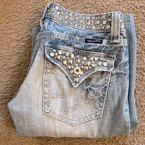 Vintage Y2K Miss Me Jeans Studded Rhinestones Denim Pants JP4288 Women’s 27 Glam
